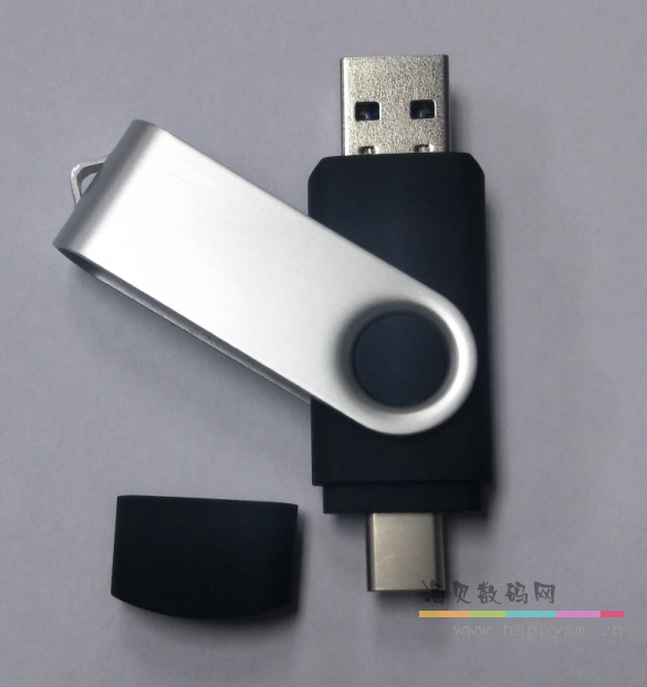 旋轉 TYPE-C 與 USB 接口 U盤 黑色身體 不銹鋼旋轉 OTG 兩用 U盤