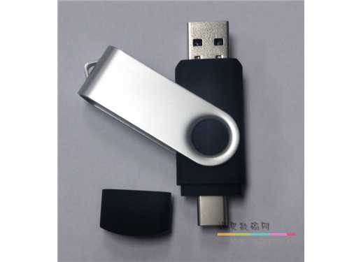 旋轉 TYPE-C 與 USB 接口 U盤 黑色身體 不銹鋼旋轉 OTG 兩用 U盤