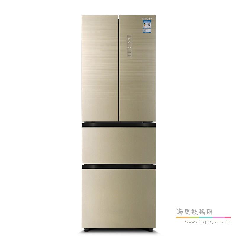 夏普 BCD-327WFXE-N法式四門智能冰箱變頻風冷金色玻璃面板